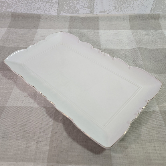 Elegant White Porcelain Vanity Tray Ornate Platter w/Gold Rim French Shabby Chic - Picture 3 of 13